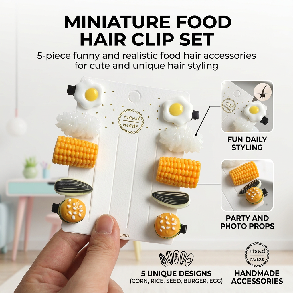 Food Snacks Party - Mini Food Hair Clips Set Realistic