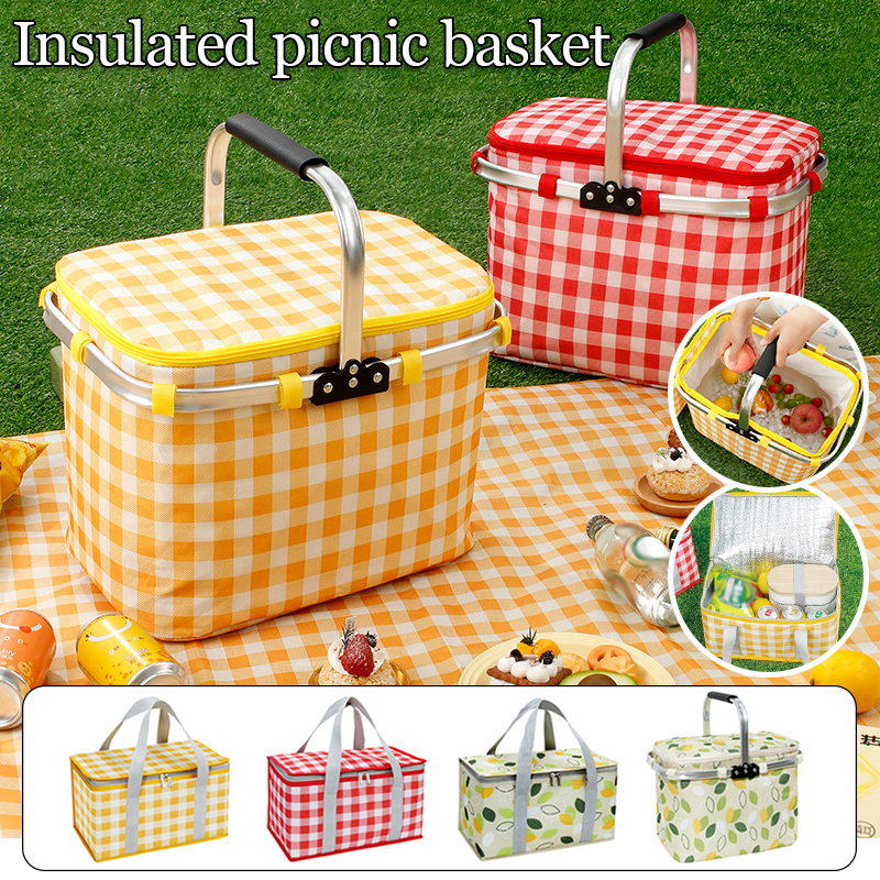Food Snacks Basket - Retro Pastoral Lunch Bag Folding Outdoor