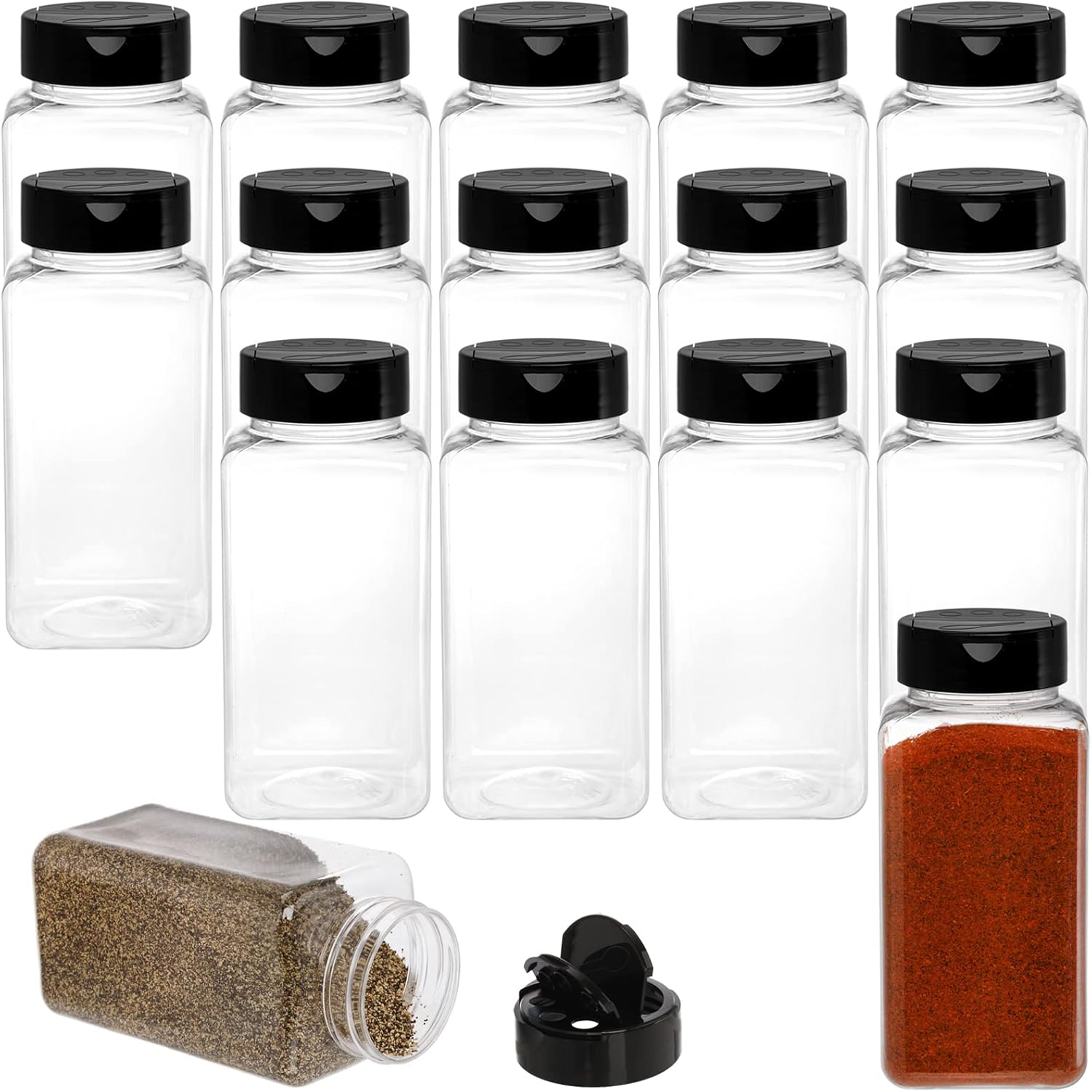 Food Xxl - Square Large Plastic Spice Jars with