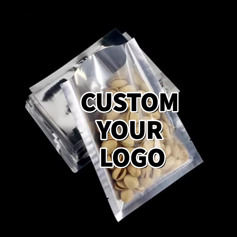 Food Snacks Party - 100 Pack Silver Glossy Flat Pouches