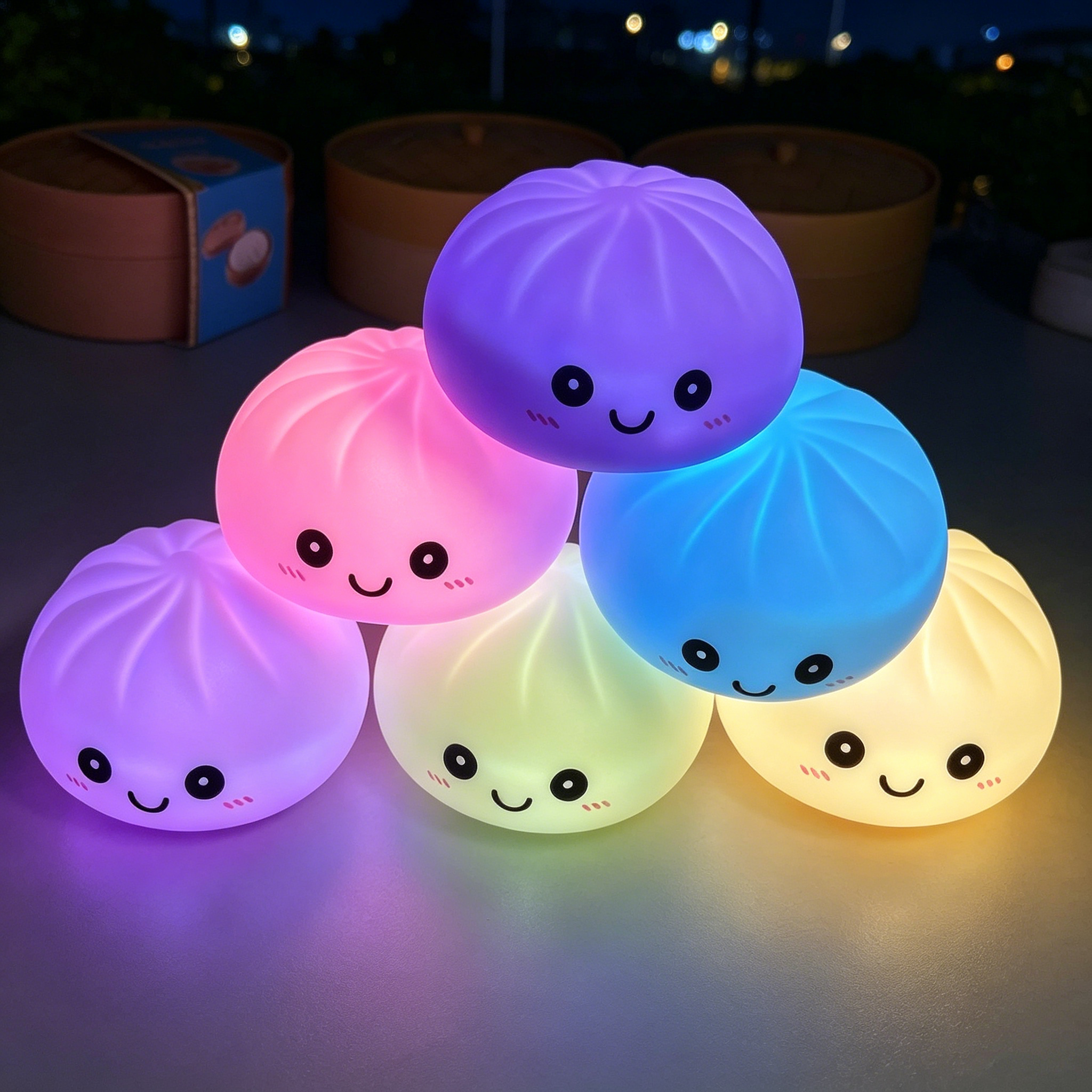Food Grocery Snacks - Light-up Bubble Spitting Steamed Bun Stress