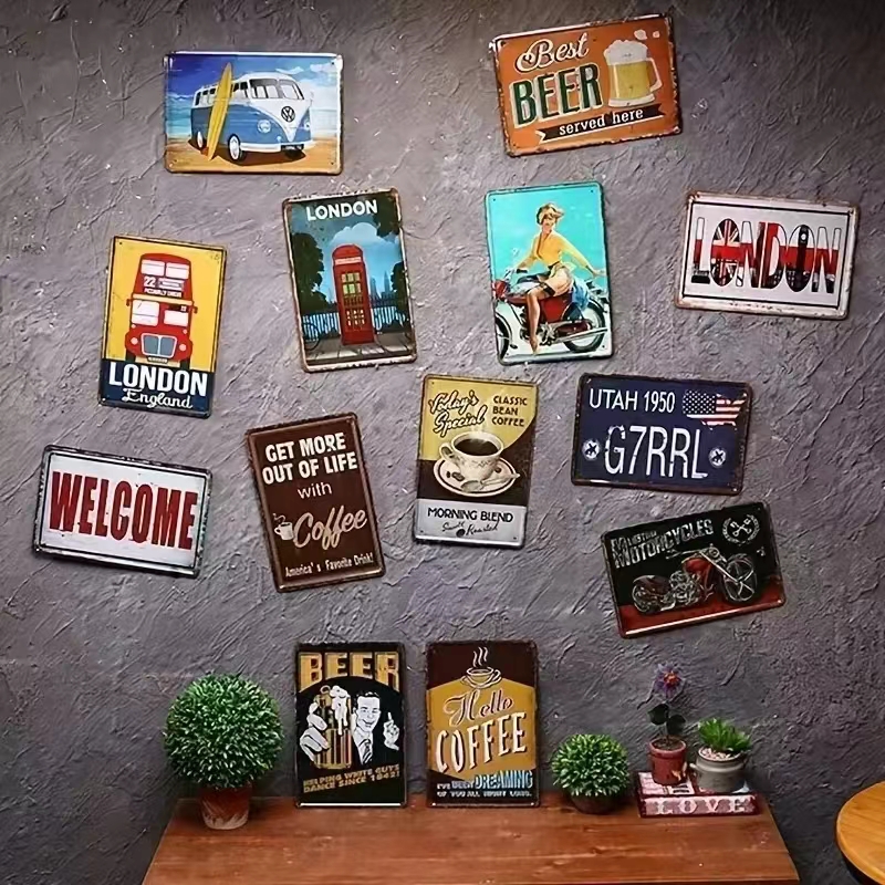 Vintage Neon Food Metal Tin Si - Food Snacks Menu review and price