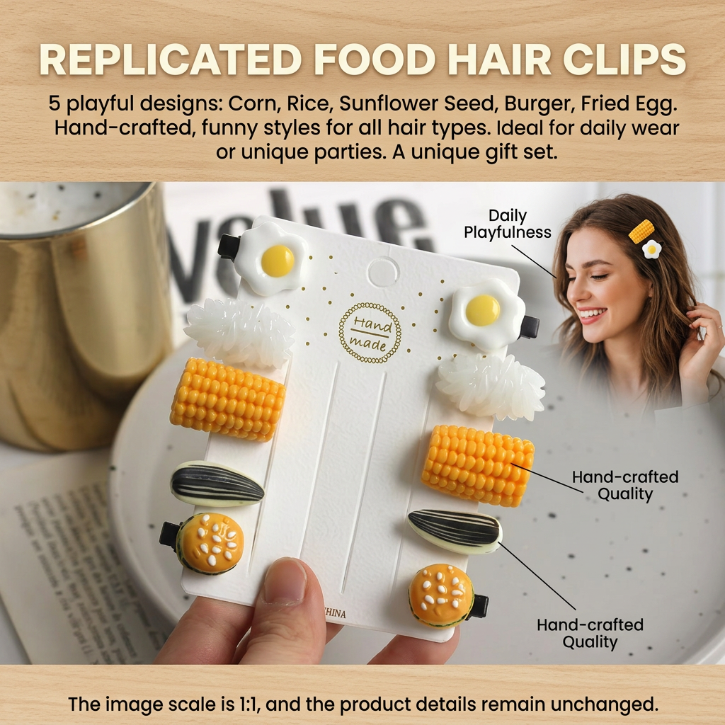 Mini Food Hair Clips Set Reali - Food Snacks Party review and price