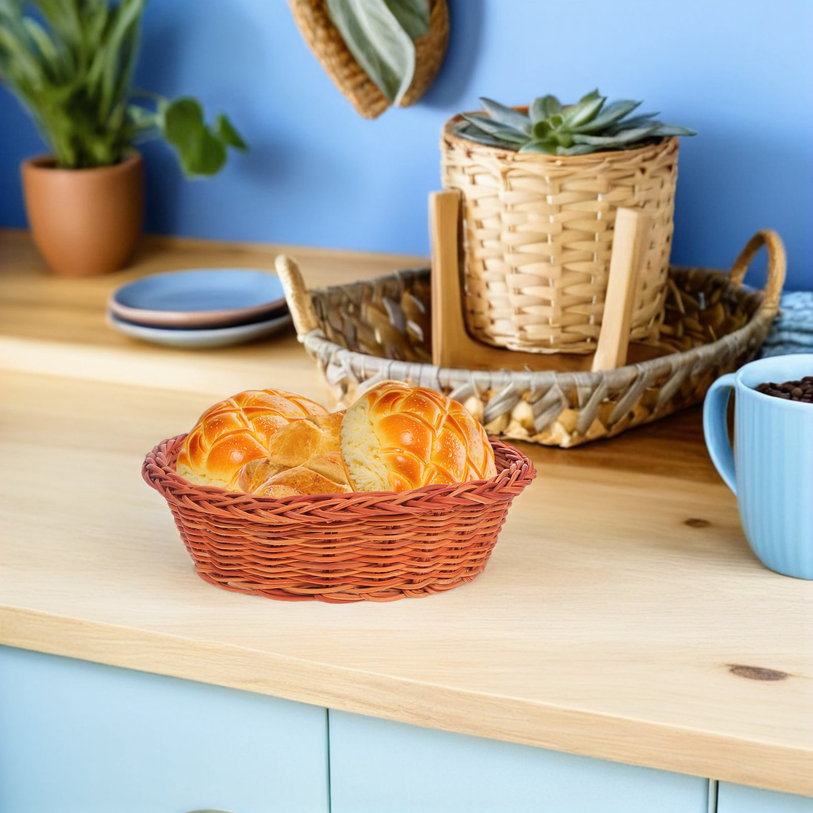 10Pcs Rattan Bread Basket Smal - Food Snacks Basket review and price