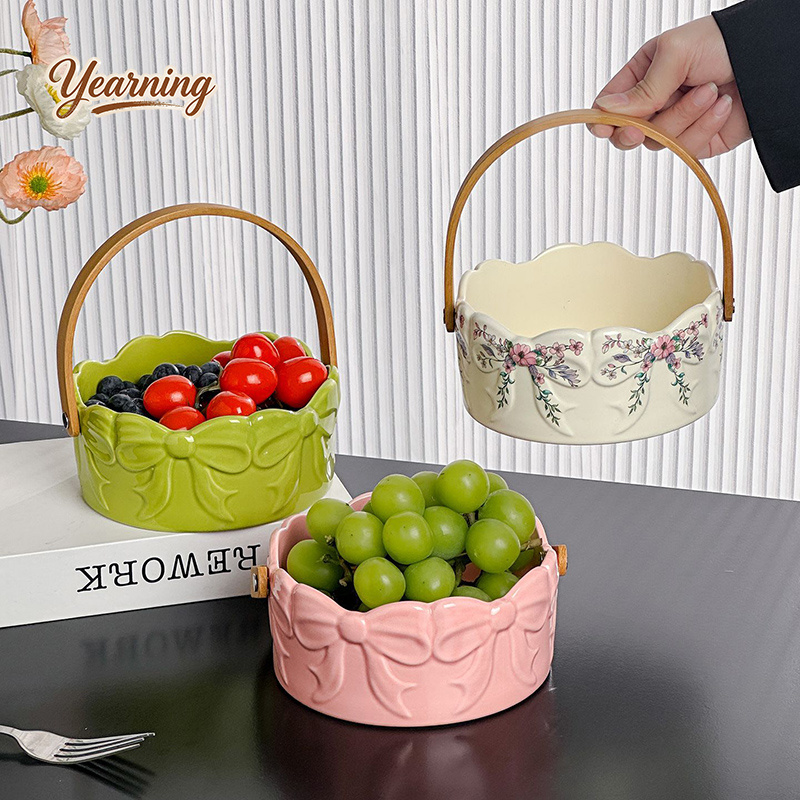 High End Bow Handle Ceramic Fr - Food Snacks Basket review and price