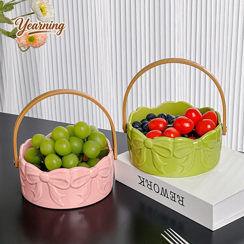 High End Bow Handle Ceramic Fr - Food Snacks Basket review and price