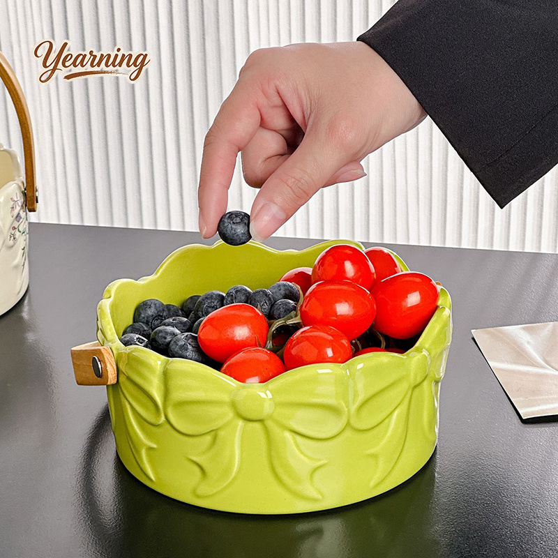 High End Bow Handle Ceramic Fr - Food Snacks Basket review and price