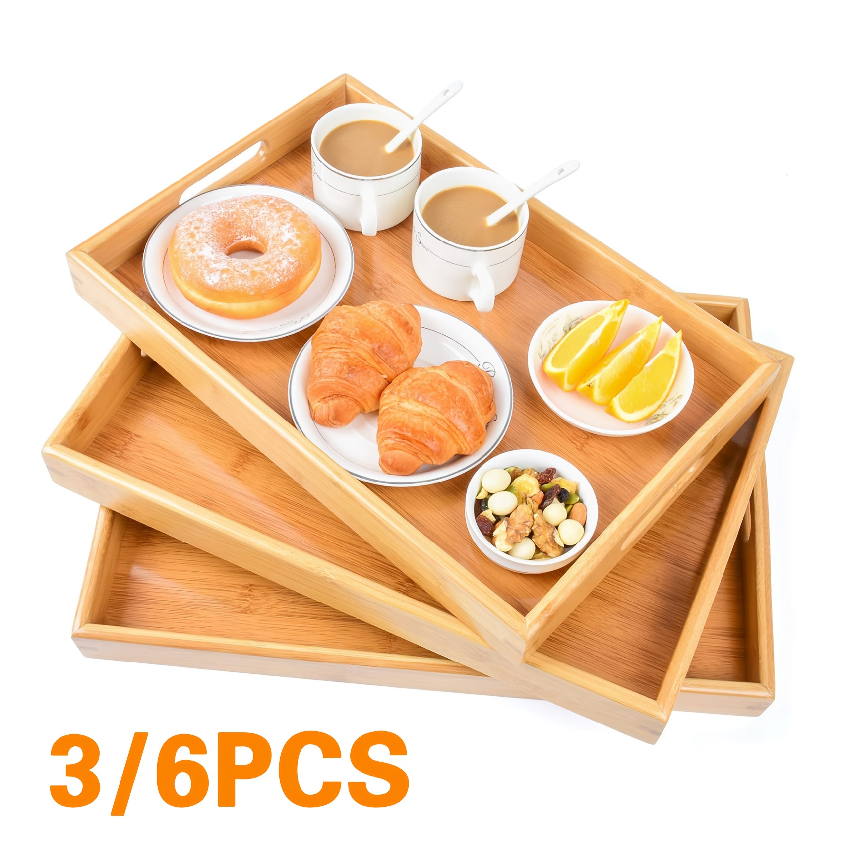 Bamboo Serving Tray Kitchen Fo - Food Snacks Party review and price