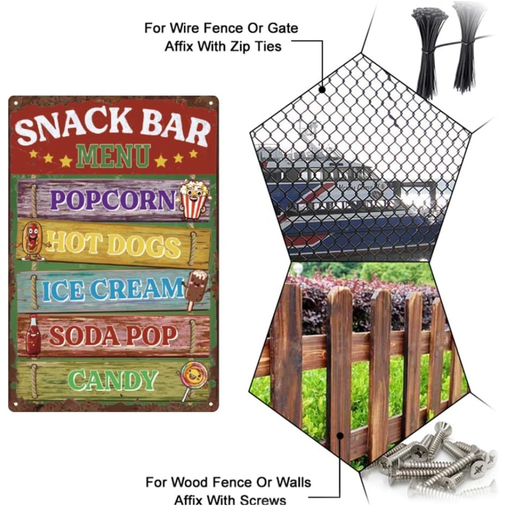 Retro Snack Bar Tin Signs Food - Food Snacks Menu review and price