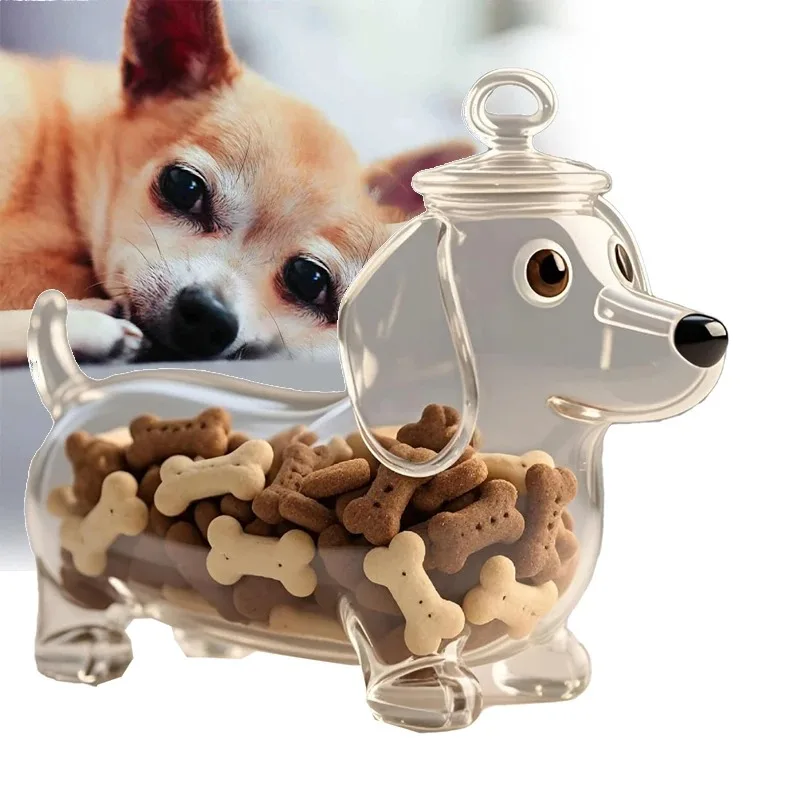 Dog Shaped Clear Airtight Trea - Food Snacks Box review and price