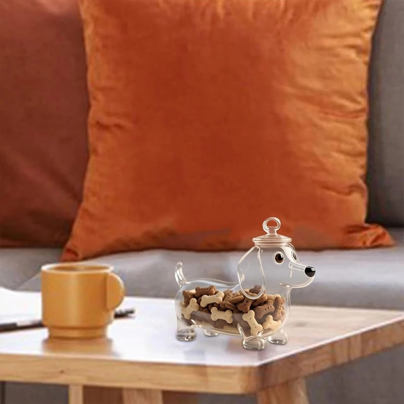 Dog Shaped Clear Airtight Trea - Food Snacks Box review and price